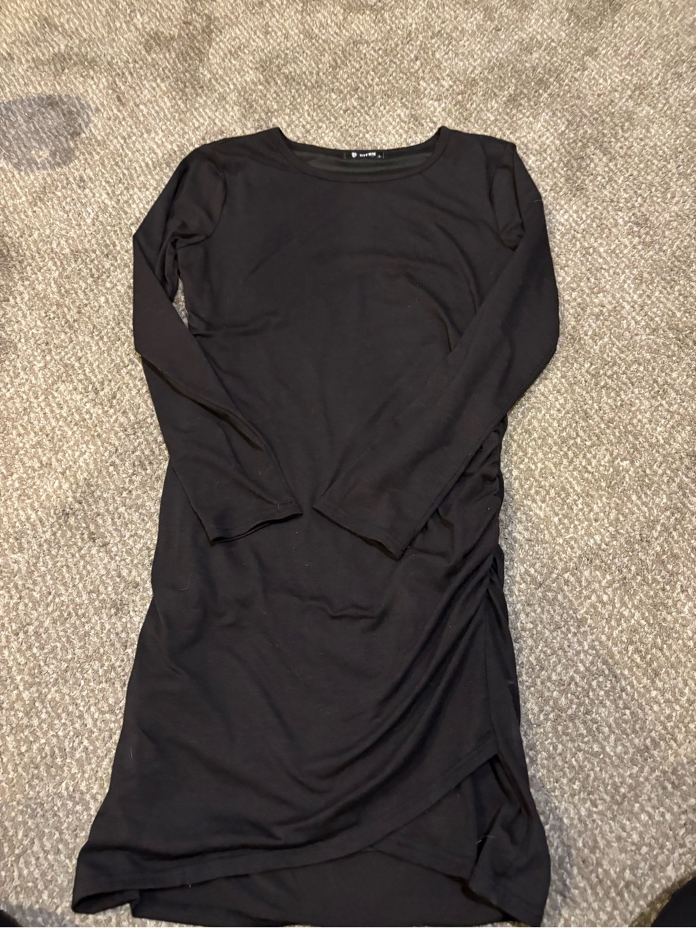Women’s Black Long Sleeve Ruched Side Dress